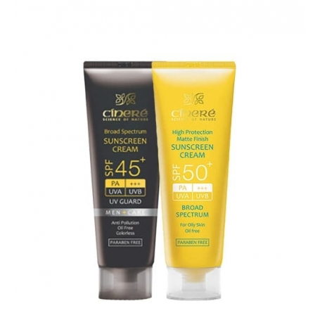 پک ضدآفتاب SPF50 بی رنگ پوست چرب و مخصوص آقایان SPF45 سینره